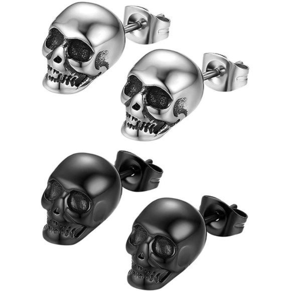 PUNK Stainless Steel Skull Earrings - Picture 8 of 9